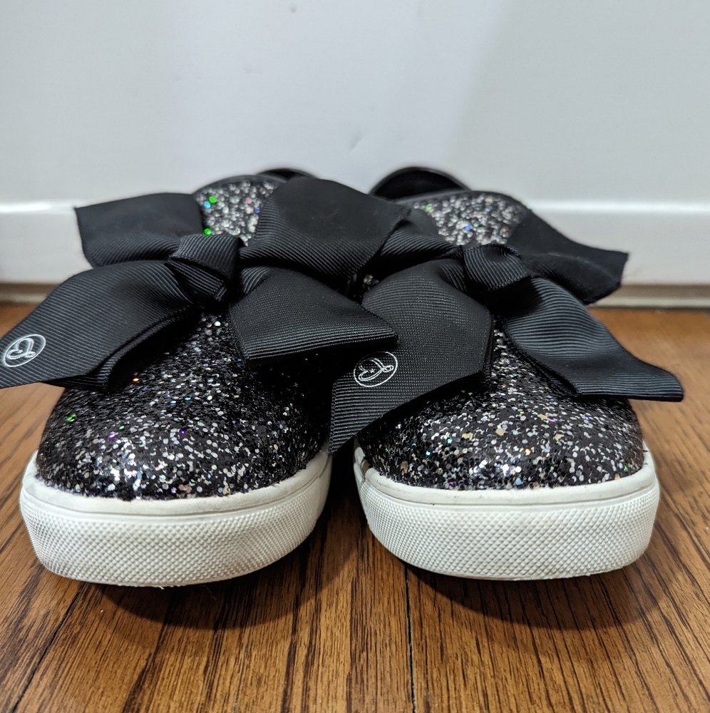 JoJo Siwa Black Glittery Sparkly Slip-ons, Size 3.5